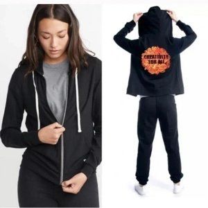 Marine layer jacket women's Small Creativity for all hooded zip up graphic black
